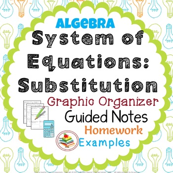 Preview of System of Equations: Substitution Organizer, Notes, and Homework