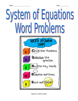 Preview of System of Equations Word Problems Practice