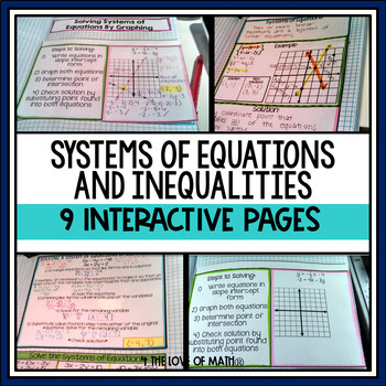 Preview of System of Equations and Inequalities Interactive Notebook Page Bundle