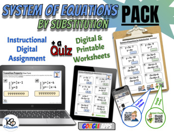 Preview of System of Equations by Substitution PACK