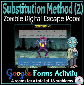 Preview of Systems of Equations using Substitution (2) Activity - Digital Math Escape Room