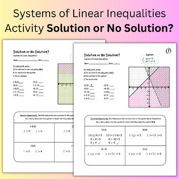 Preview of System of Inequalities: Solution or No Solution Activity