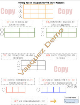 Preview of System of linear equations with three variables  template