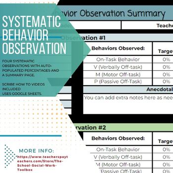 Preview of Systematic Behavior Observation- "Time on Task" Google Sheet Template