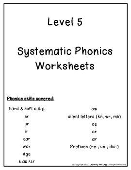 Preview of Systematic Phonics Worksheet-Level 5