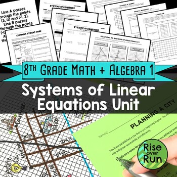 Preview of Systems of Linear Equations Unit for 8th Grade Math and Algebra 1