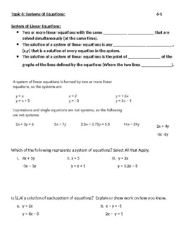 Preview of Systems Of Equations Notes 8.EE-8