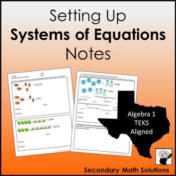 Preview of Systems Word Problems (Setting them up) Notes