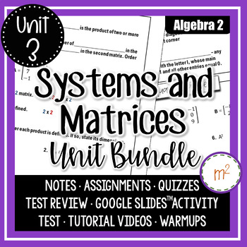 Preview of Systems of Equations and Inequalities Unit - Includes Matrices - Algebra 2