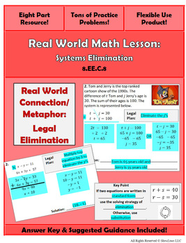 Preview of Systems by Elimination: Engaging 8 Part Lesson/Practice (Flexible Use!)
