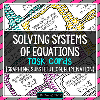 Preview of Systems of Equation Task Cards