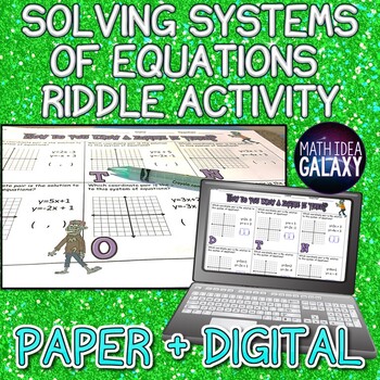 Preview of Solving Systems of Equations with Graphing Activity Print & Digital Riddle