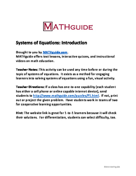 Preview of Systems of Equations