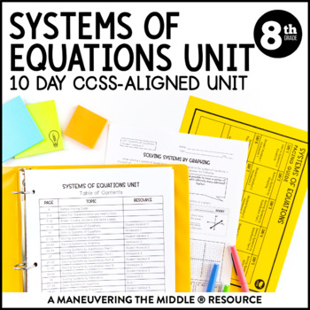 Preview of Systems of Equations Unit | Solving & Graphing Systems of Equations Notes