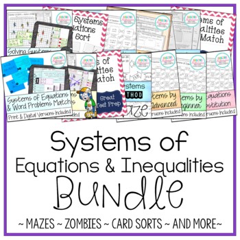 Preview of Solving Systems of Equations & Inequalities Activity Bundle
