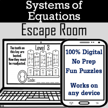 Preview of Systems of Equations Activity Digital Escape Room: Virtual Algebra Breakout Game