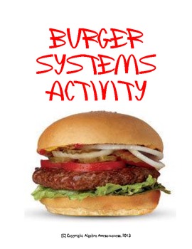 Preview of Systems of Equations Activity - Substitution & Elimination - Selling Burgers