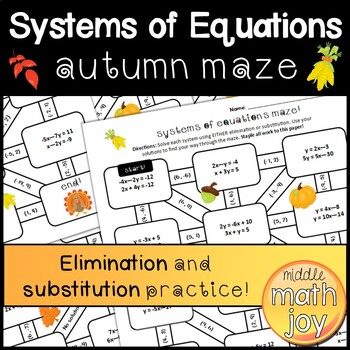 Preview of Systems of Equations Autumn Maze