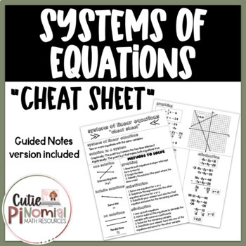 Preview of Systems of Linear Equations Cheat Sheet