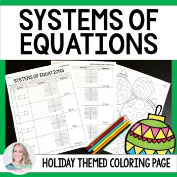 Preview of Systems of Equations Christmas Coloring Worksheet