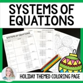 Systems of Equations Christmas Coloring Worksheet