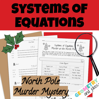 Preview of Systems of Equations Christmas Murder Mystery Winter Algebra 1 Activity