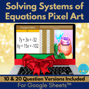 Preview of Systems of Equations Christmas Pixel Art