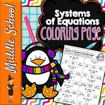 Preview of Systems of Equations Color By Number | Math Color By Number