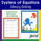 Systems of Equations Coloring Activity Substitution Elimin