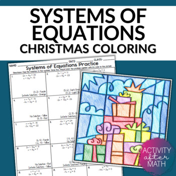 Preview of Christmas Math Systems of Equations Coloring Activity