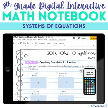 Preview of Systems of Equations Digital Interactive Notebook for 8th Grade Math Curriculum