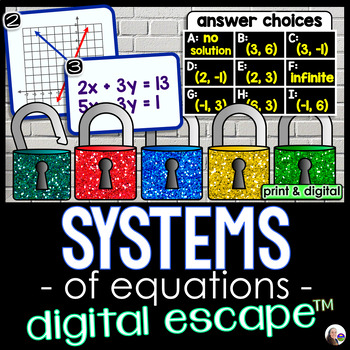 Preview of Systems of Equations Digital Math Escape Room Activity