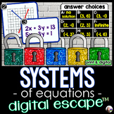Systems of Equations Digital Math Escape Room Activity