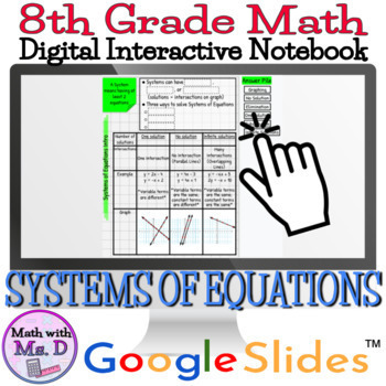 Preview of Systems of Equations Digital + Printable Interactive Notebook 