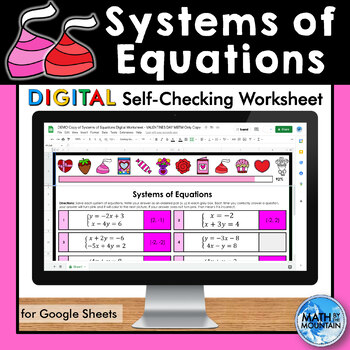 Preview of Systems of Equations Digital Worksheet - VALENTINE'S DAY ACTIVITY