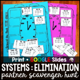 Systems of Equations ELIMINATION Partner Scavenger Hunt - 