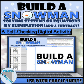 Preview of Systems of Equations Elimination (Add Subtract) Build a Snowman Digital Activity