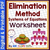 Systems of Equations Elimination Method Worksheet
