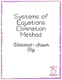 Systems of Equations Elimination Method Worksheet - from bundle