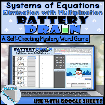 Preview of Systems of Equations Elimination (with Multiplication) Winter Digital Activity