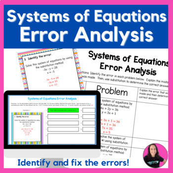 Preview of Systems of Equations Error Analysis Digital & Printable Activity