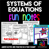 Systems of Equations FUN Notes Doodle Pages and Practice
