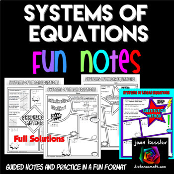 Preview of Systems of Equations FUN Notes Doodle Pages and Practice
