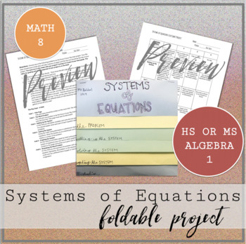 Preview of Systems of Equations Flip Chart Project