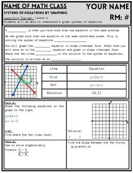 Preview of Systems of Equations (Graphing) Guided Notes & Practice