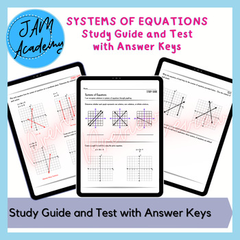Preview of Systems of Equations - Graphing Study Guide and Test with Answer Keys