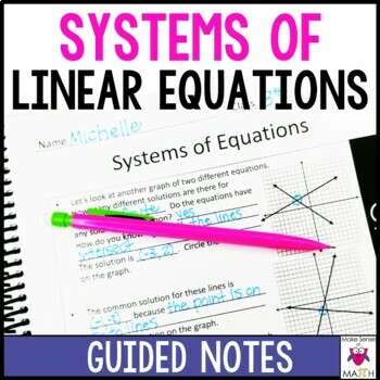 Preview of Systems of Equations Guided Notes - Systems of Linear Equations Notes
