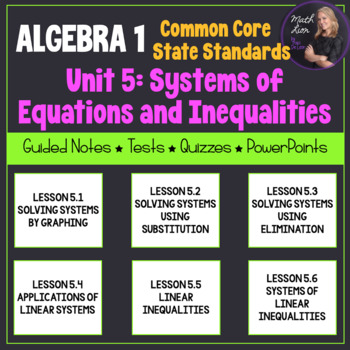 Preview of Systems of Equations & Inequalities (Algebra 1 -Unit 5) | Bundle for Common Core