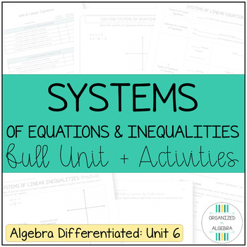Preview of Systems of Equations Inequalities Differentiated Unit 6 with Activities Bundle