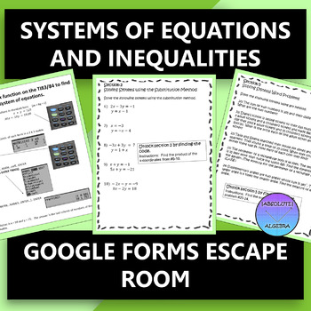Preview of Systems of Equations & Inequalities Digital Escape Room using Google Forms
